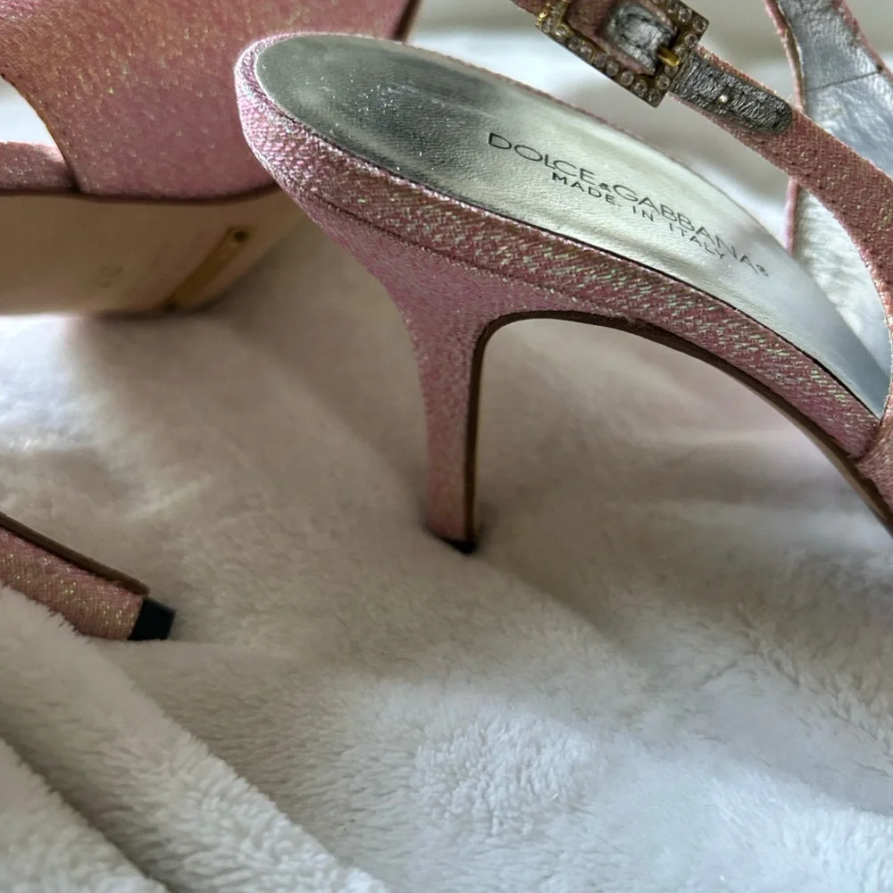 Dolce & Gabbana sling back Pink Glitter Heels - Picture 9 of 10